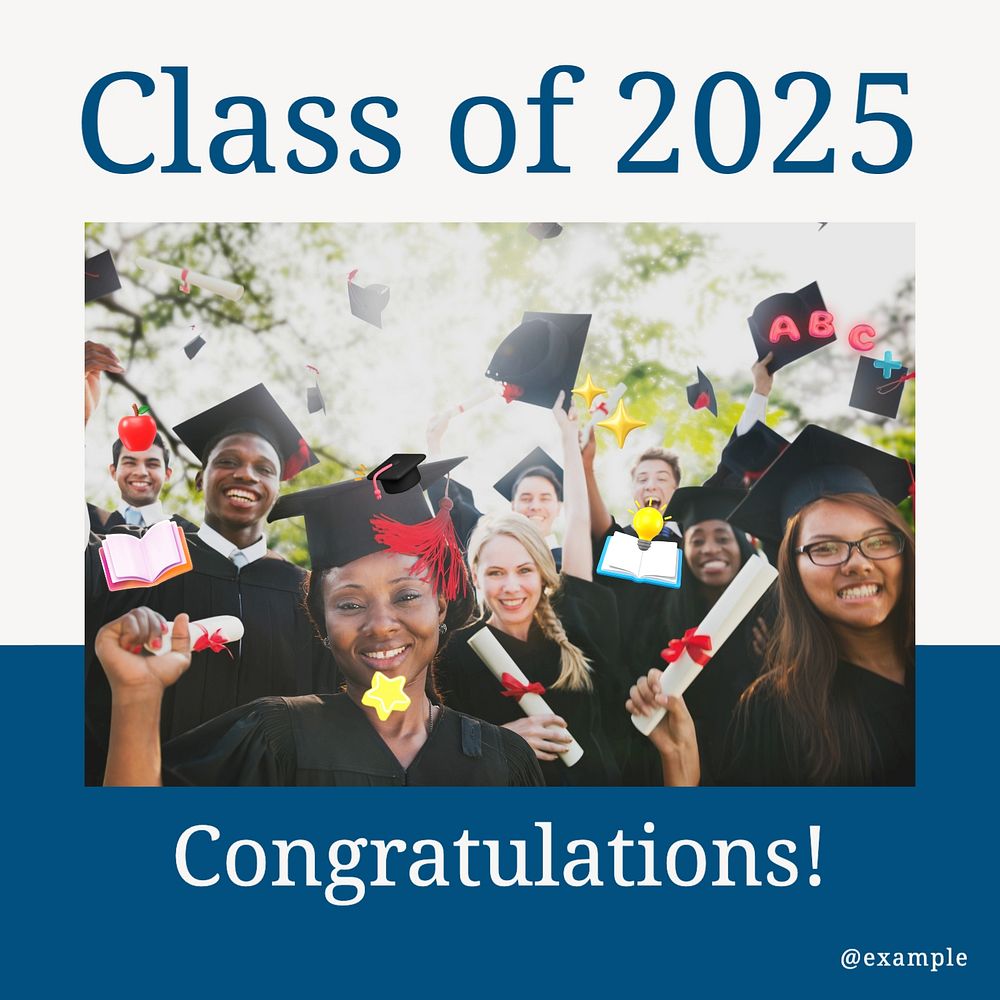 Graduation Instagram post template, editable text