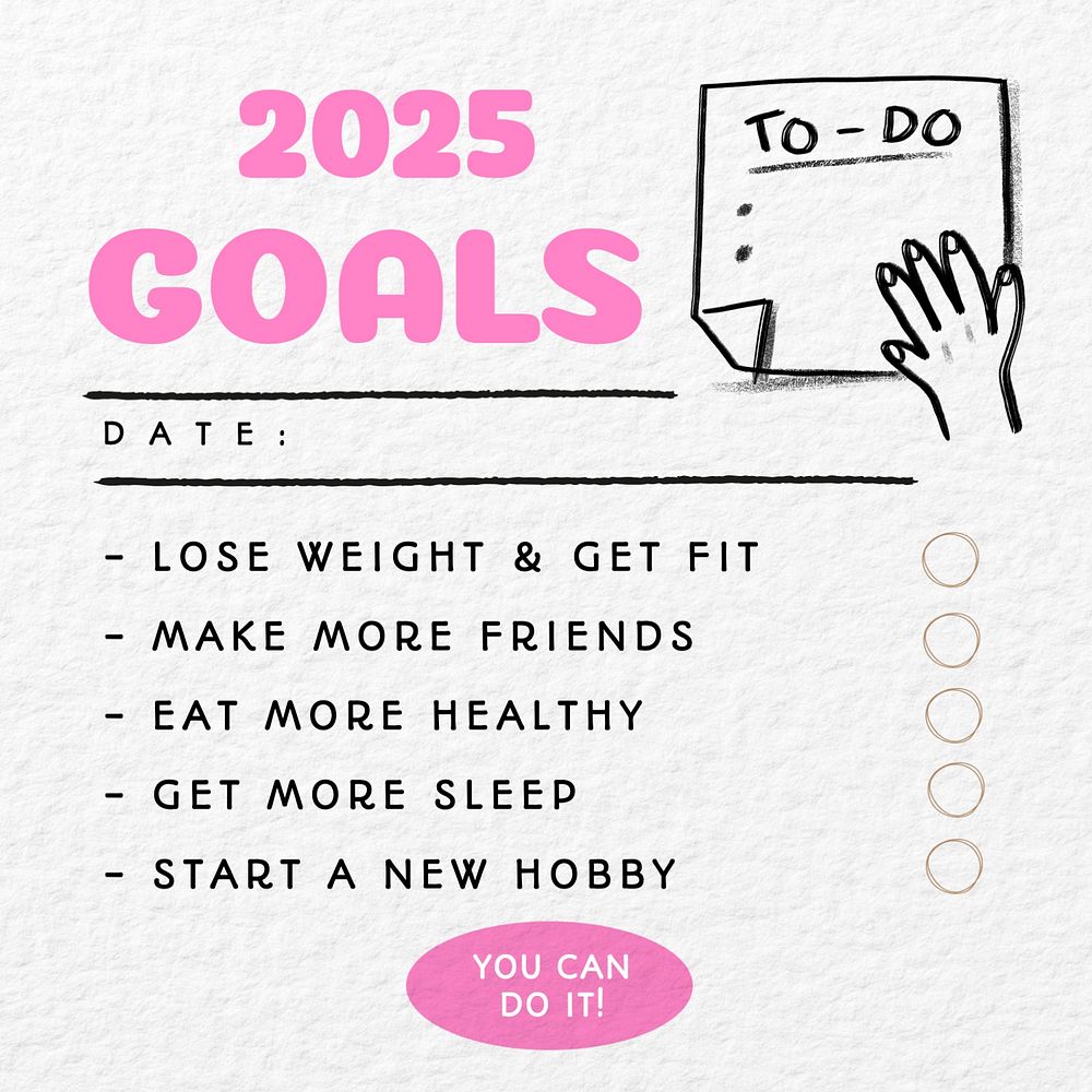 New year's goals Instagram post template