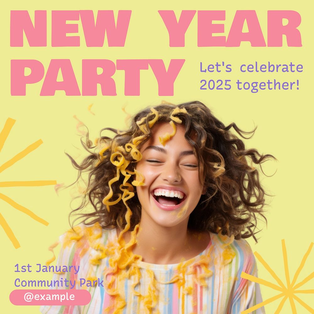 New year party Instagram post template, editable text