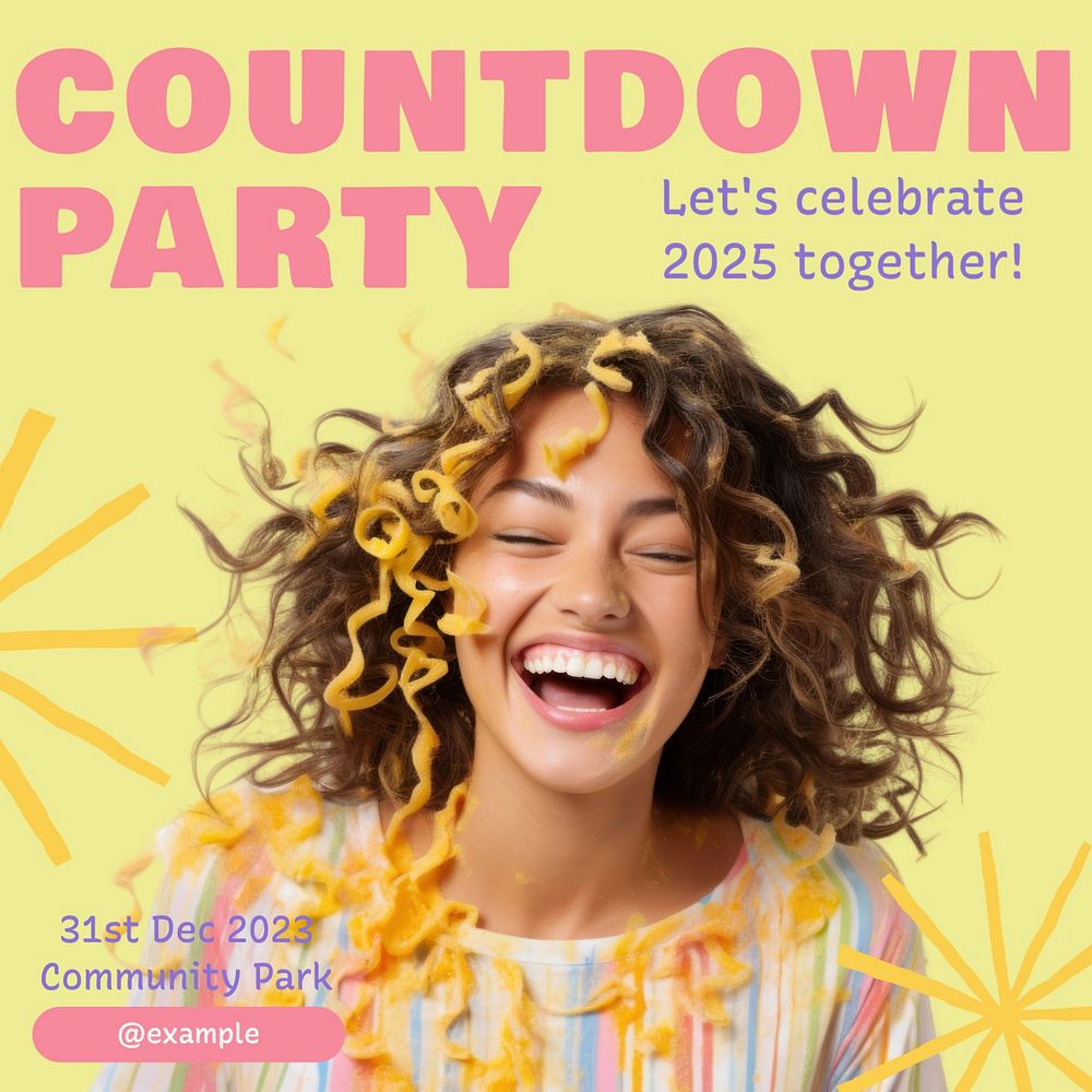 Countdown party Instagram post template, editable text