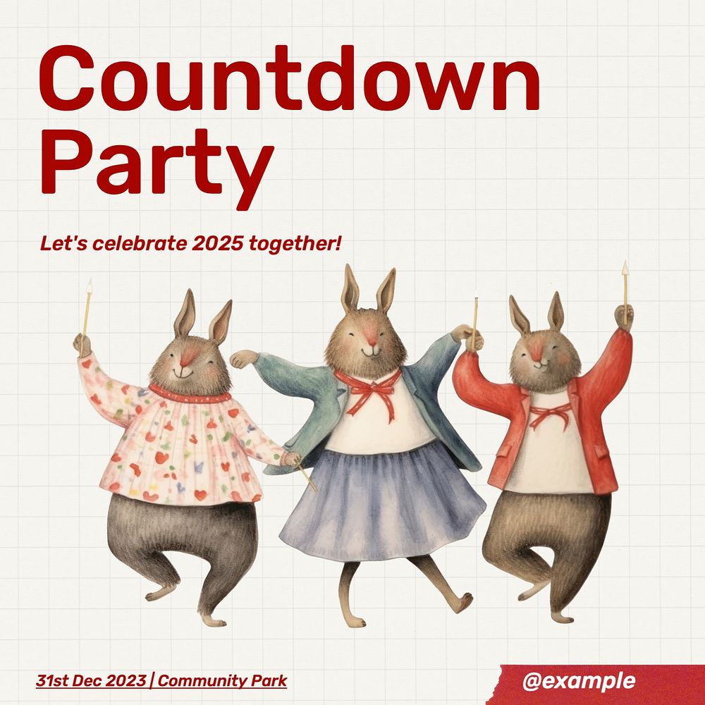 Countdown party Instagram post template, editable text