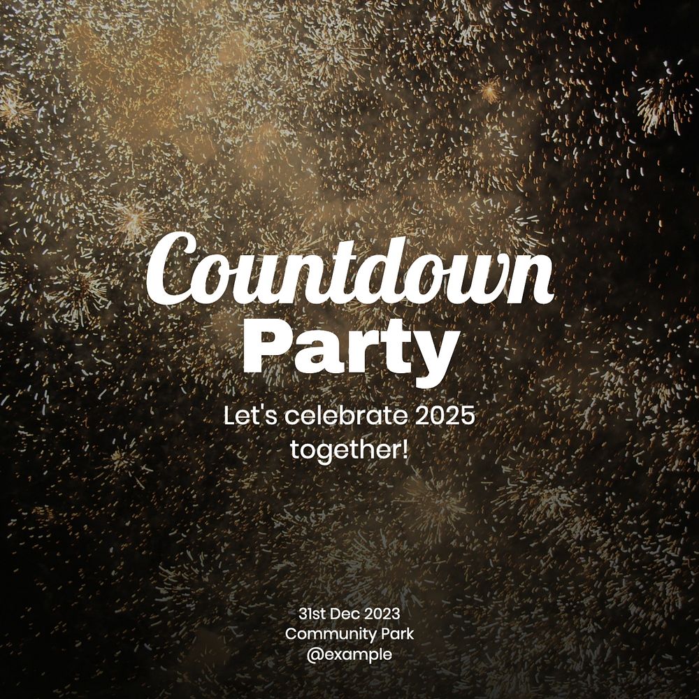 Countdown party Instagram post template, editable text