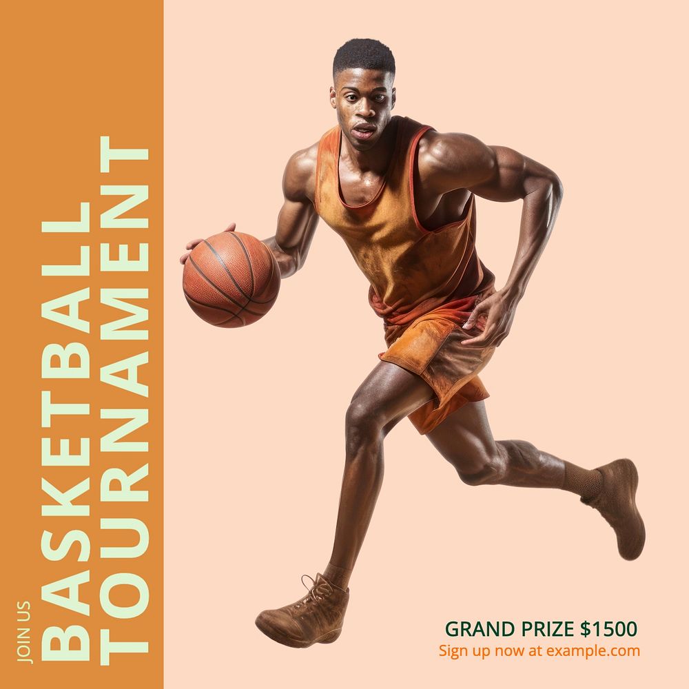 Basketball tournament Facebook post template, editable design