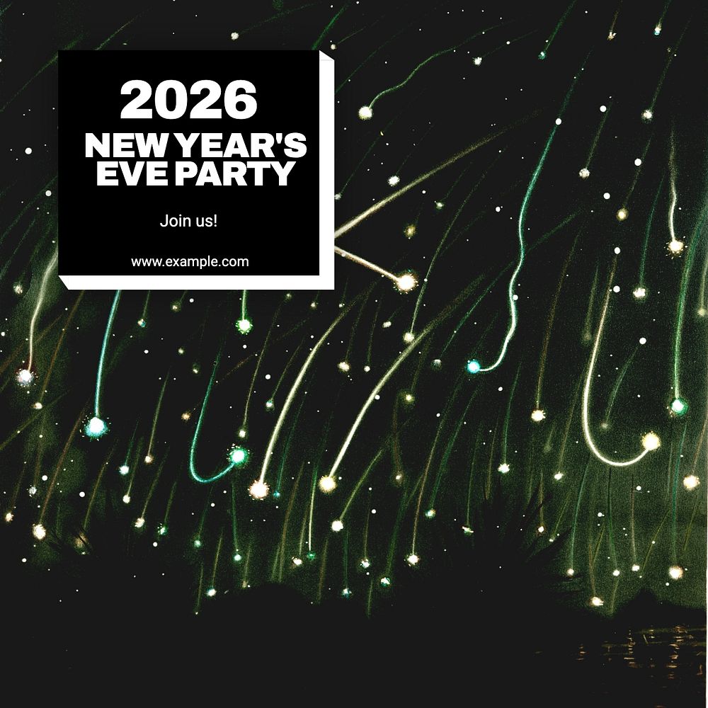 New year's eve Instagram post template, editable text