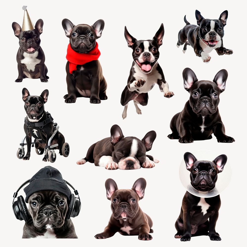 Adorable French Bulldog  set psd