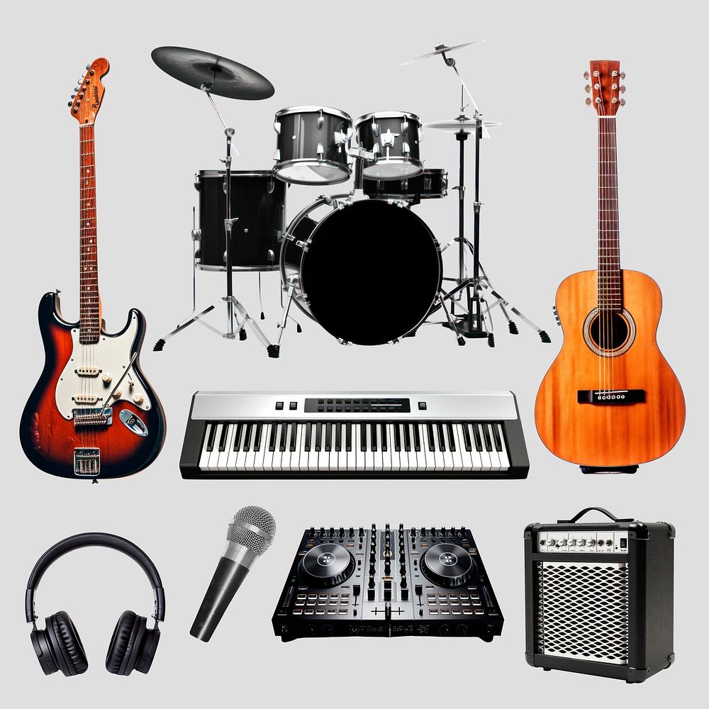 Musical instruments and audio equipment set psd