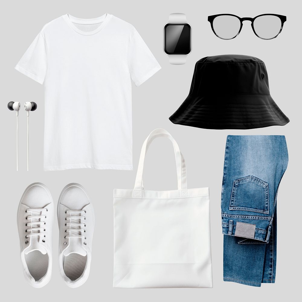 Casual modern outfit essentials set psd