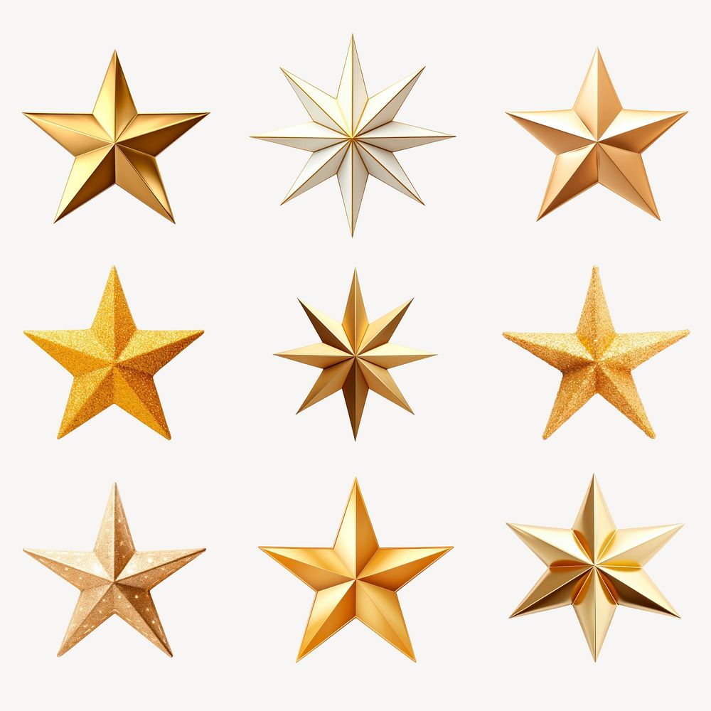 Golden stars decorative elements set psd