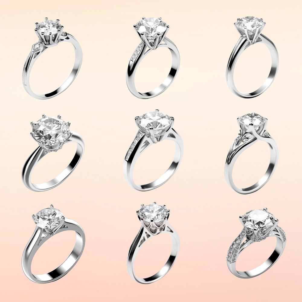 Elegant diamond engagement rings  set psd