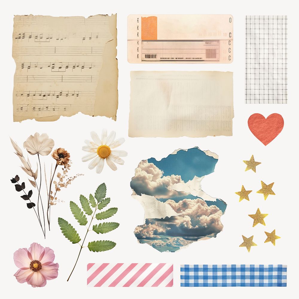 Vintage collage elements   set psd