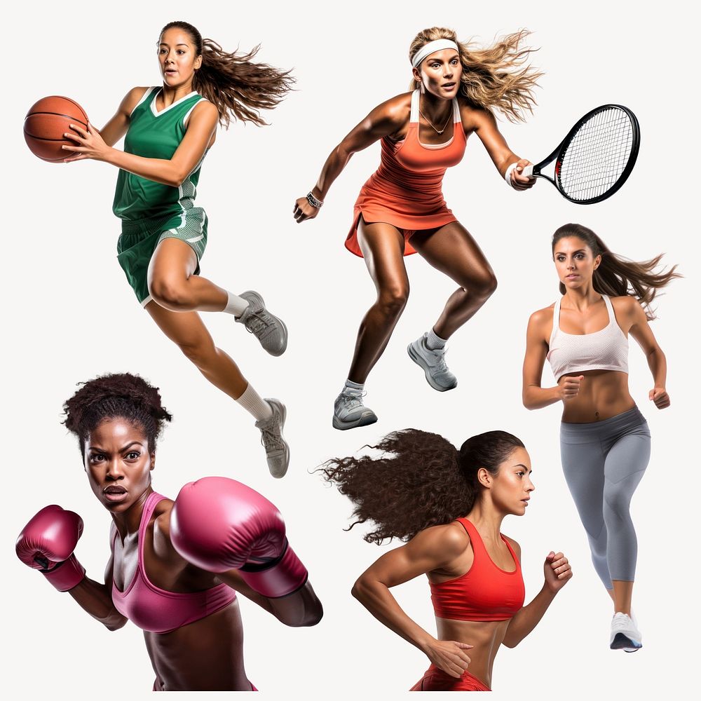 Dynamic women athletes sports set psd