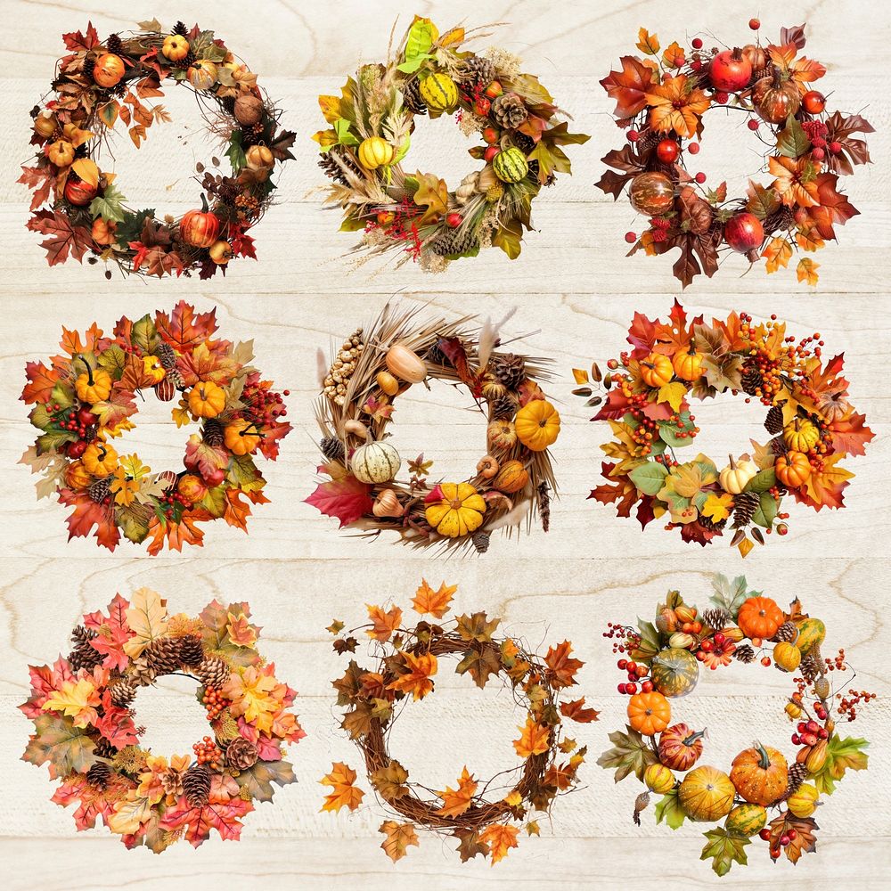 Autumn wreath set psd