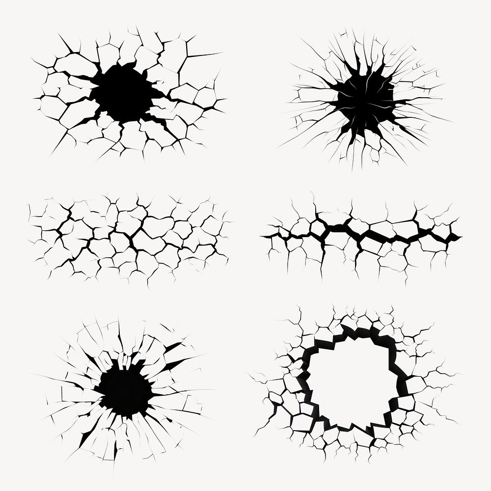 Cracked surface  illustrations set psd