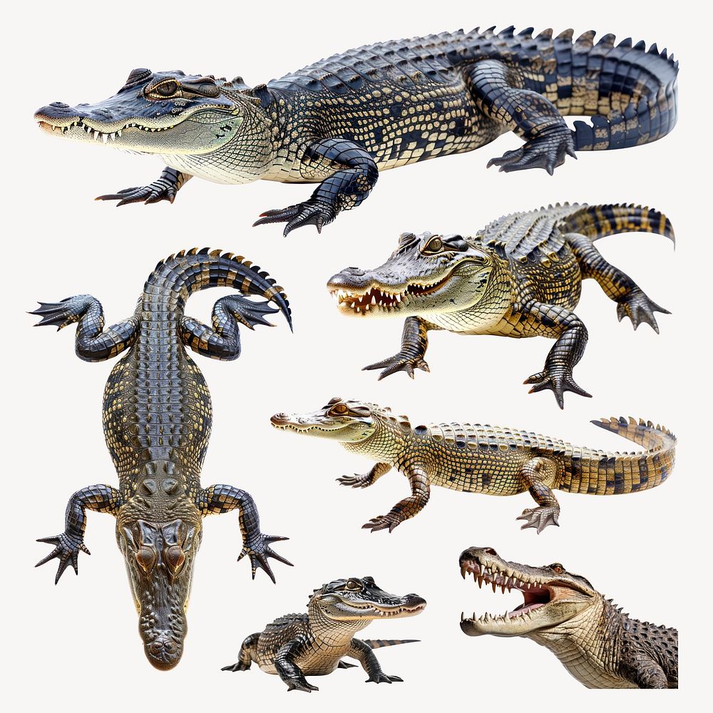 Diverse alligator poses   set psd