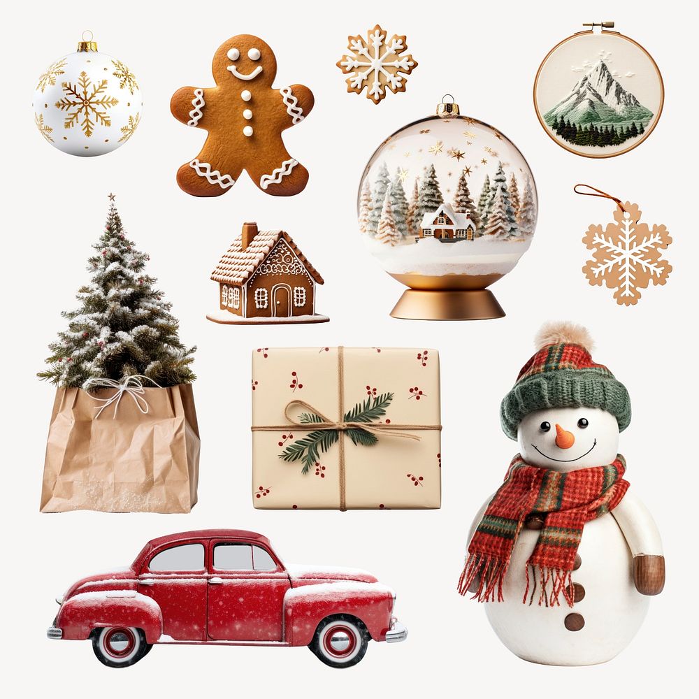 Festive holiday decorations   set psd