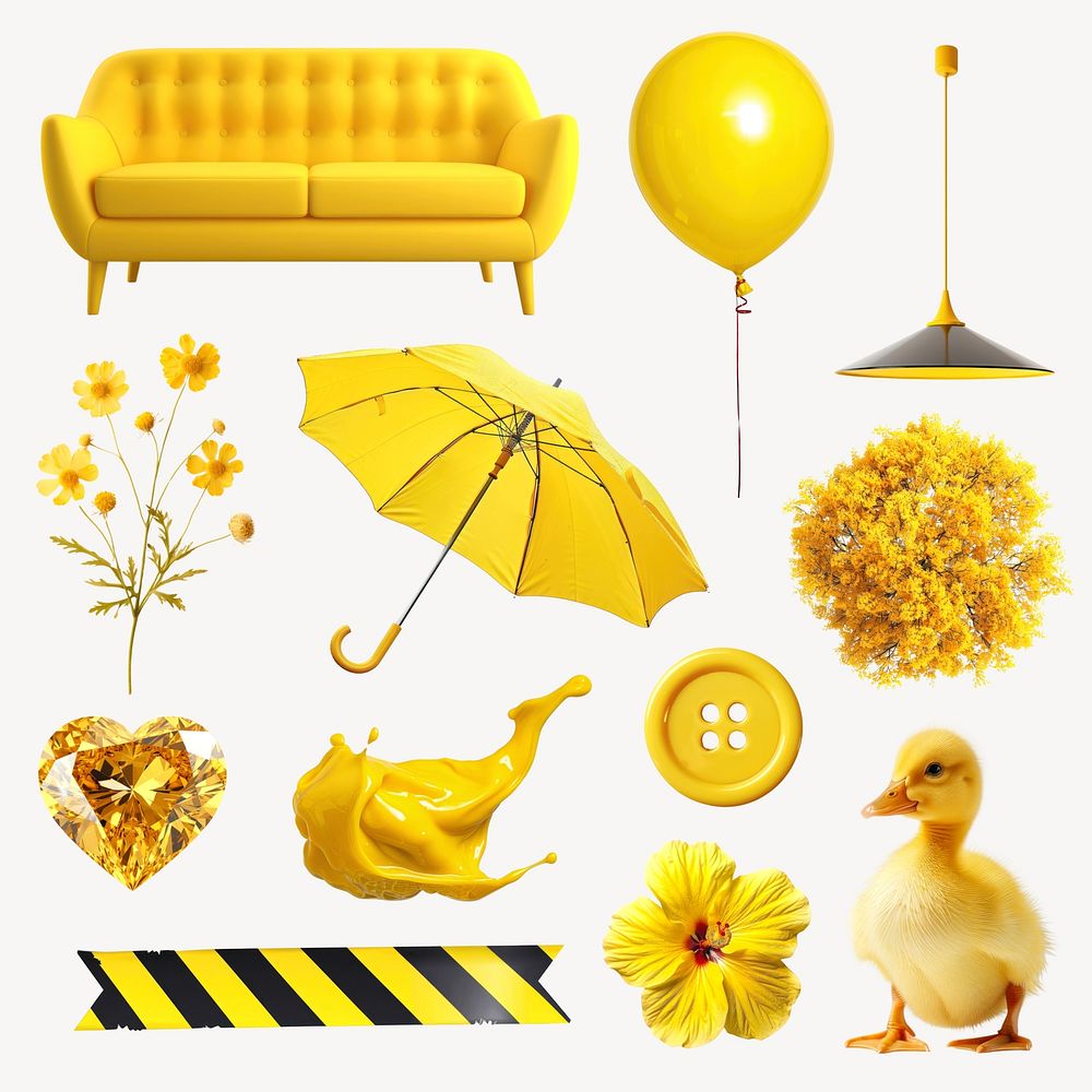 Vibrant yellow objects   set psd