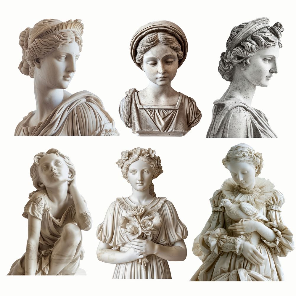 Classical marble sculptures of women  set psd