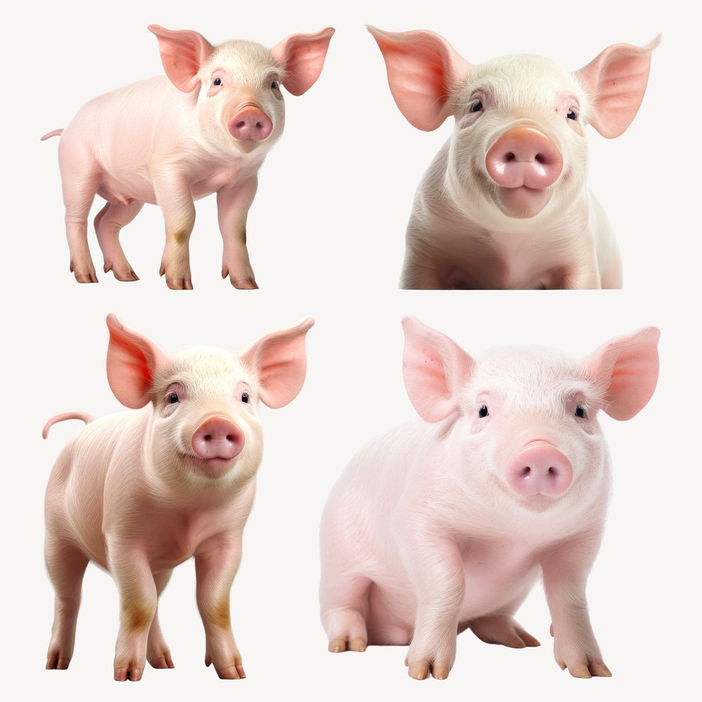 Adorable piglet collage photos set psd