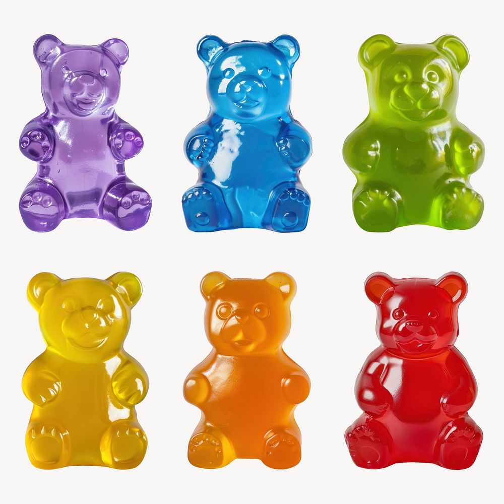 Colorful gummy bear candy   set psd