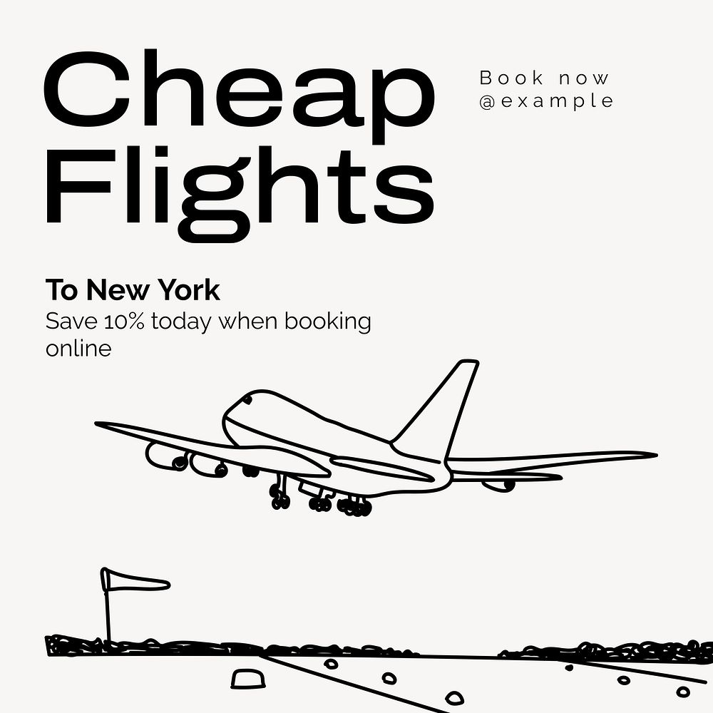 Cheap flights Instagram post template  