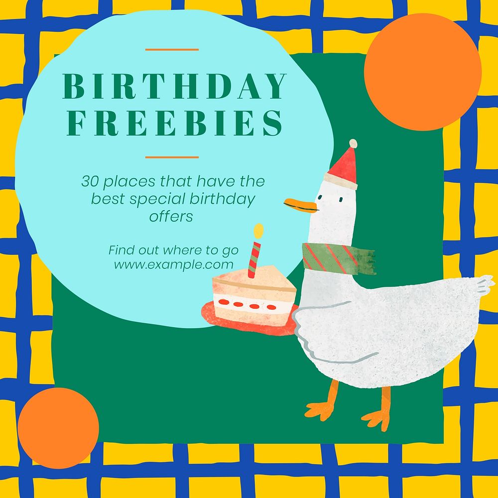 Birthday freebies Instagram post template