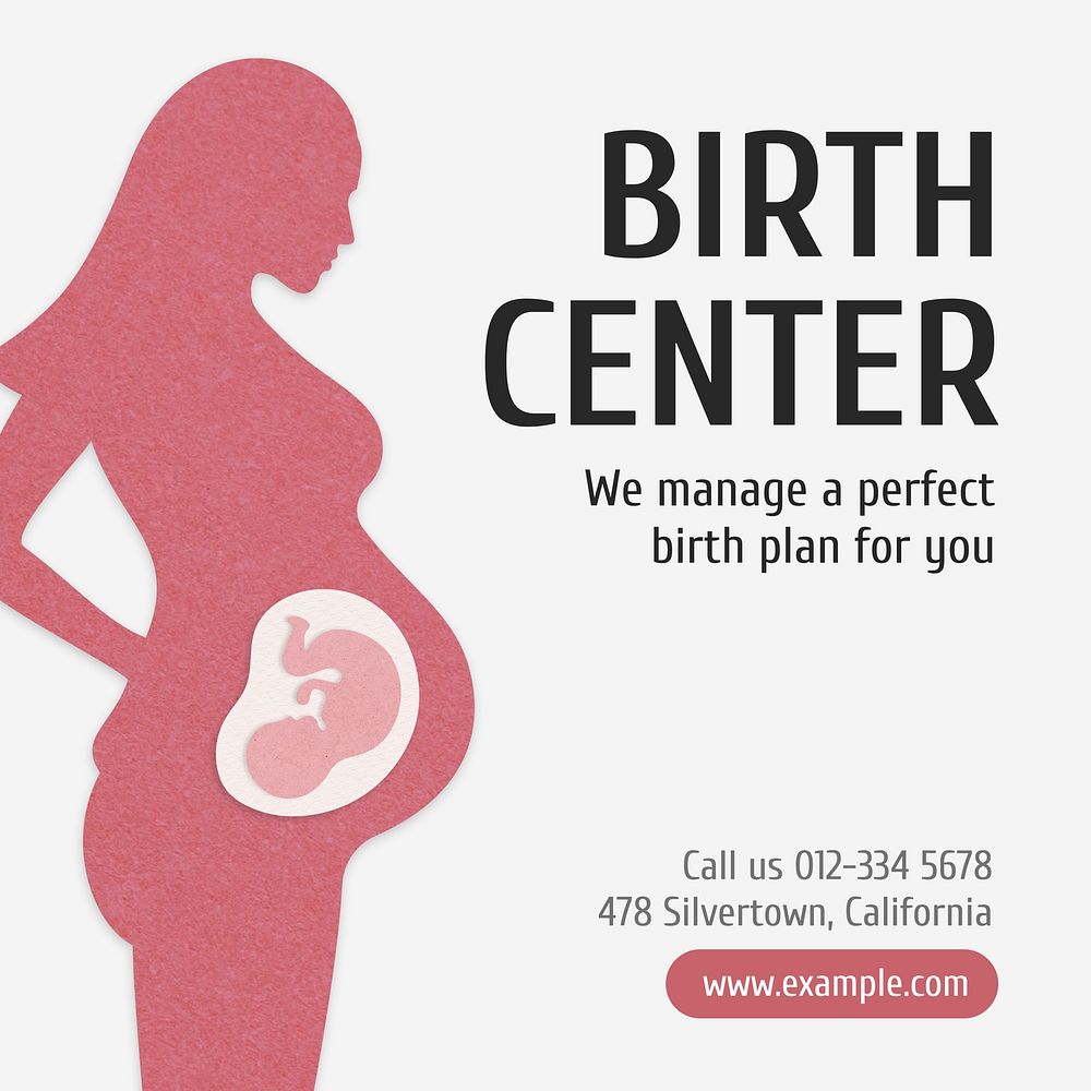 Birth center  Instagram post template, editable text