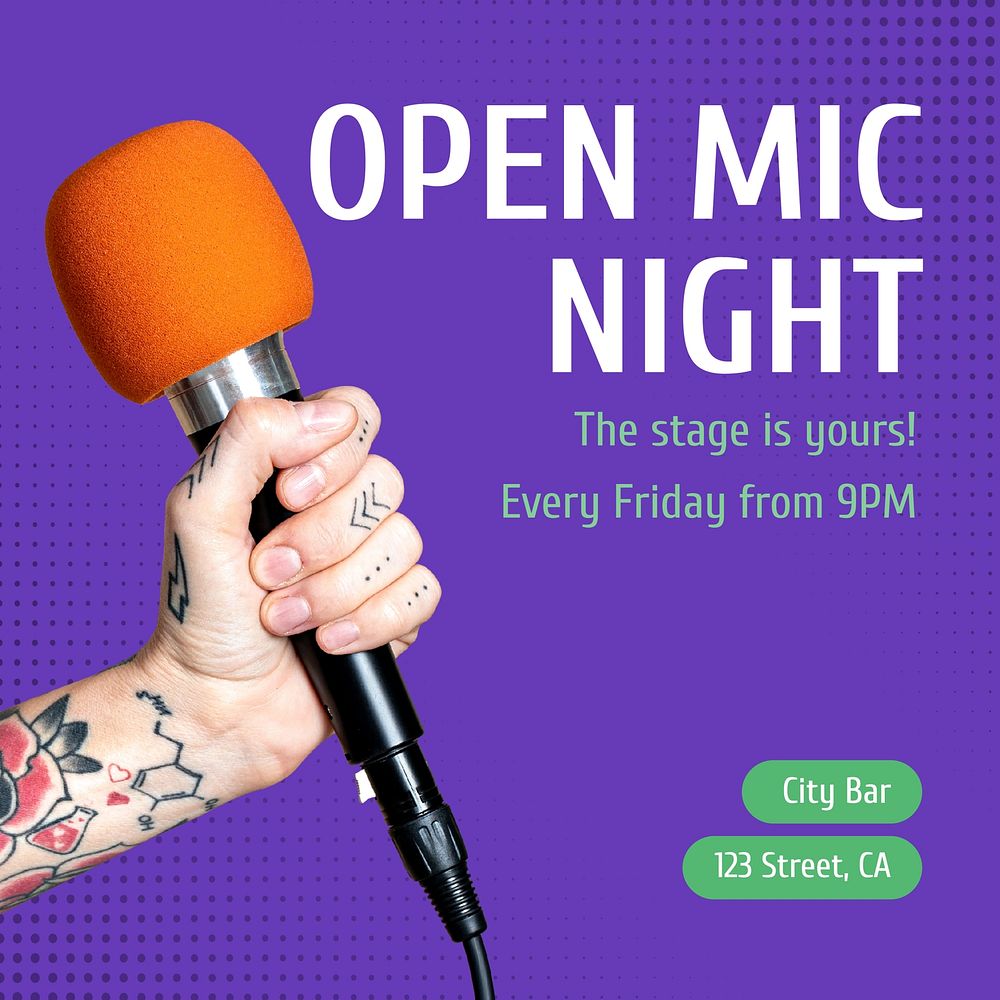 Open mic night Instagram post template  