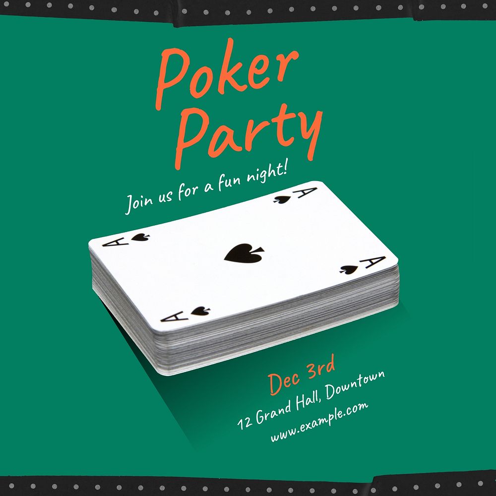 Poker party Instagram post template  