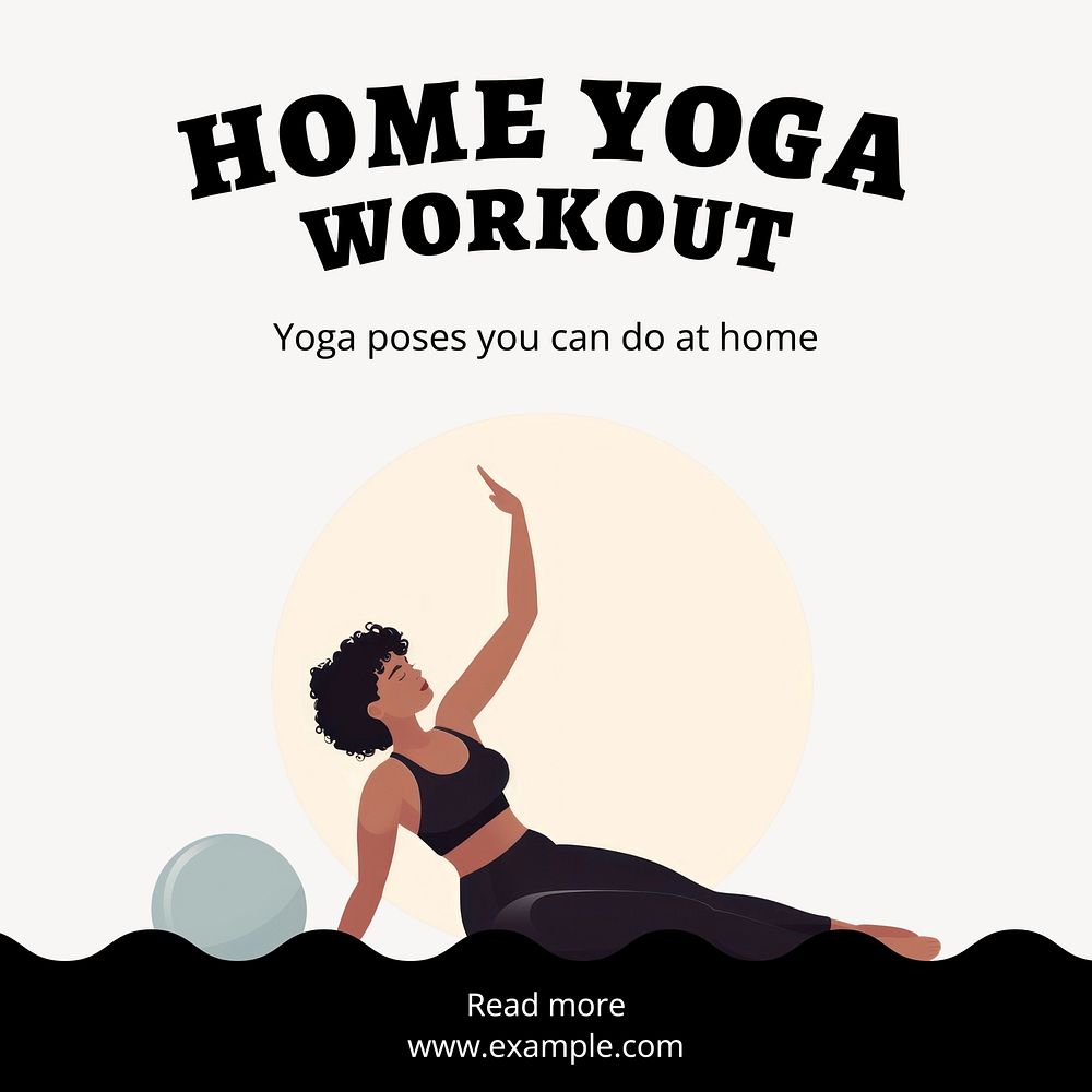 Home yoga workout Facebook post template