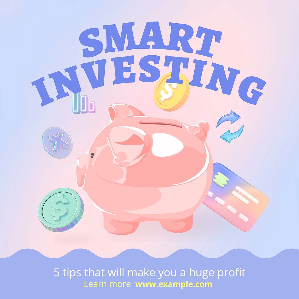 Smart investing Instagram post template  design
