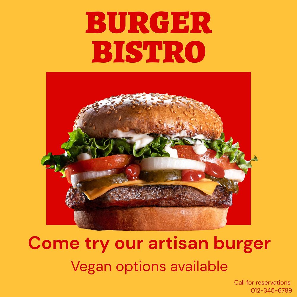Burger bistro Instagram post template  