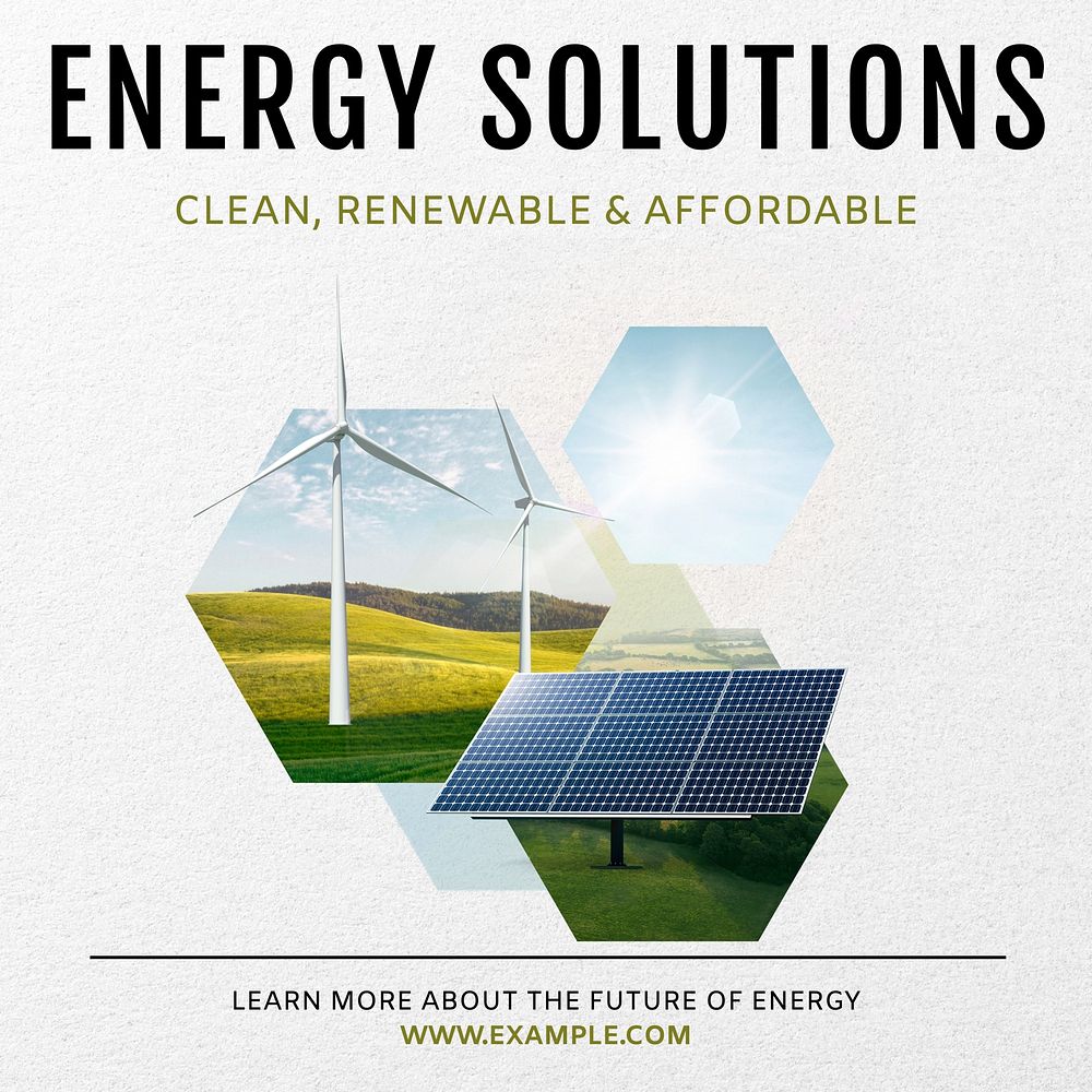 Energy solutions Instagram post template, editable text