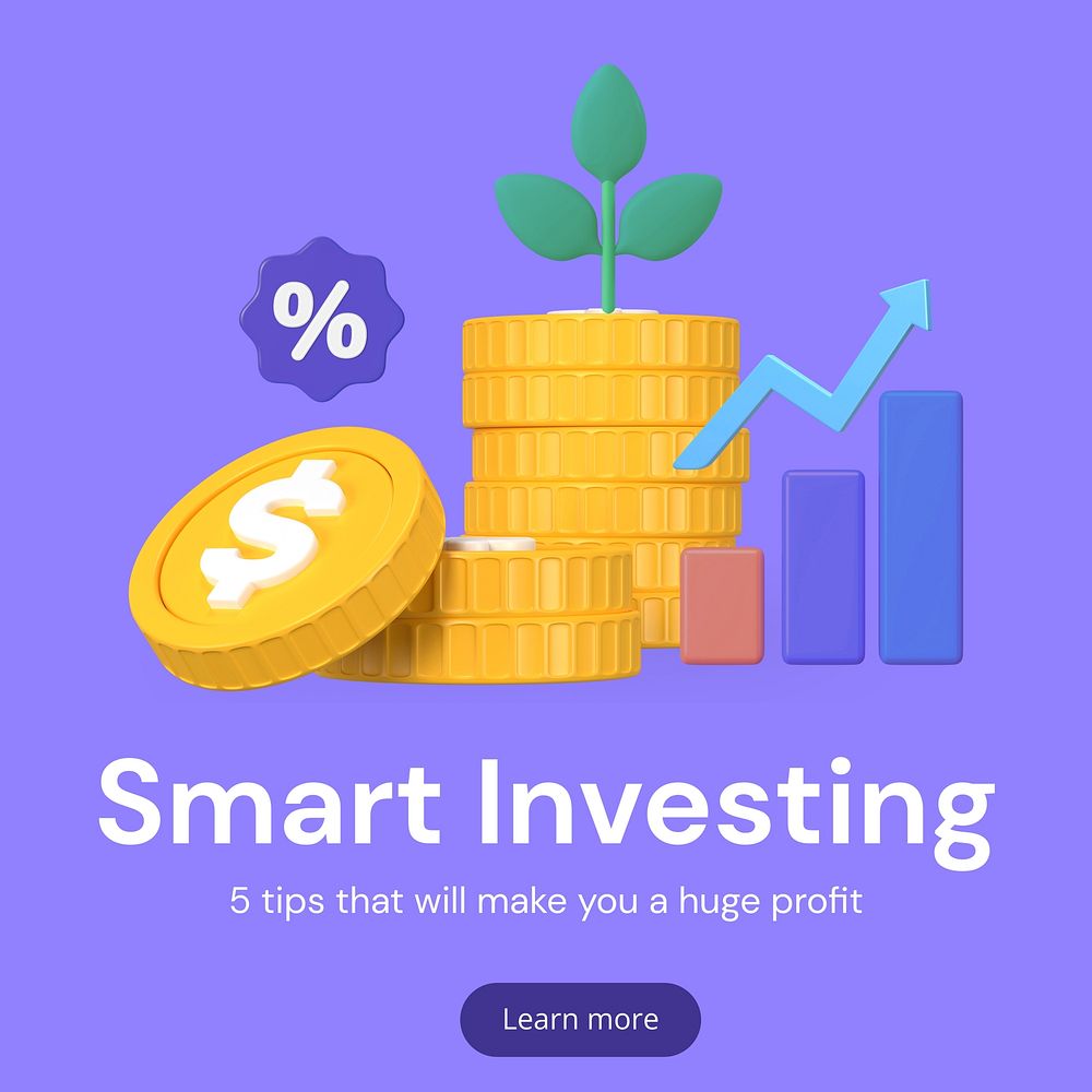 Smart investing  Instagram post template, editable text