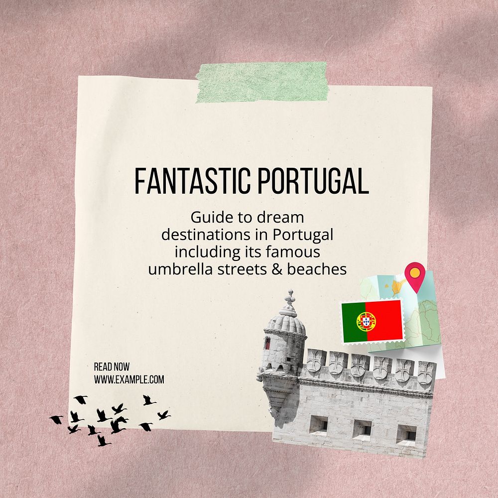 Portugal tourism Instagram post template