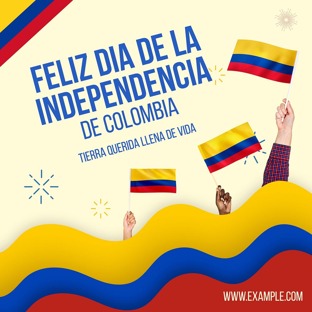 Colombia independence day Instagram post template