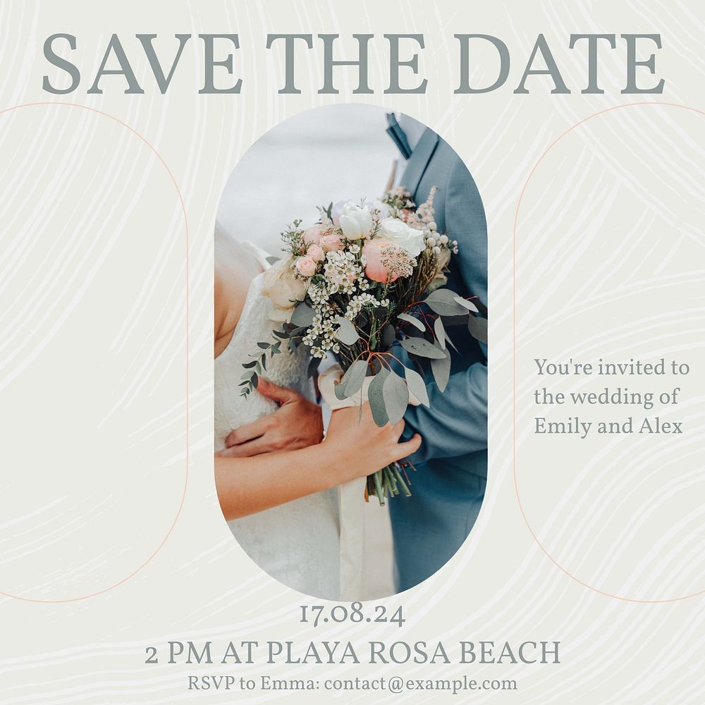 Save the date Instagram post template  