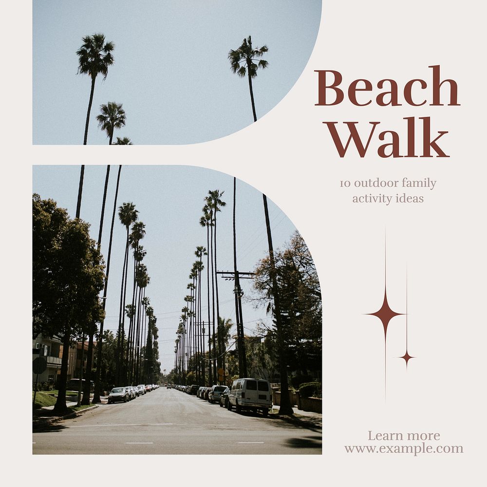 Beach walk Instagram post template