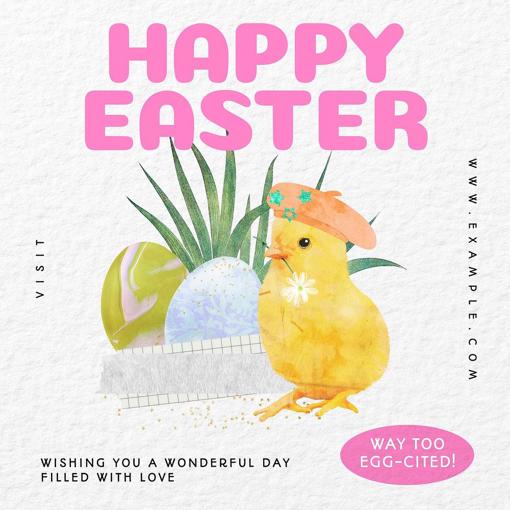 Happy easter Instagram post template, editable text
