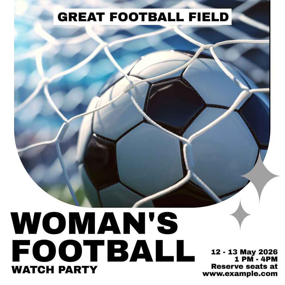 Woman football event Facebook post template