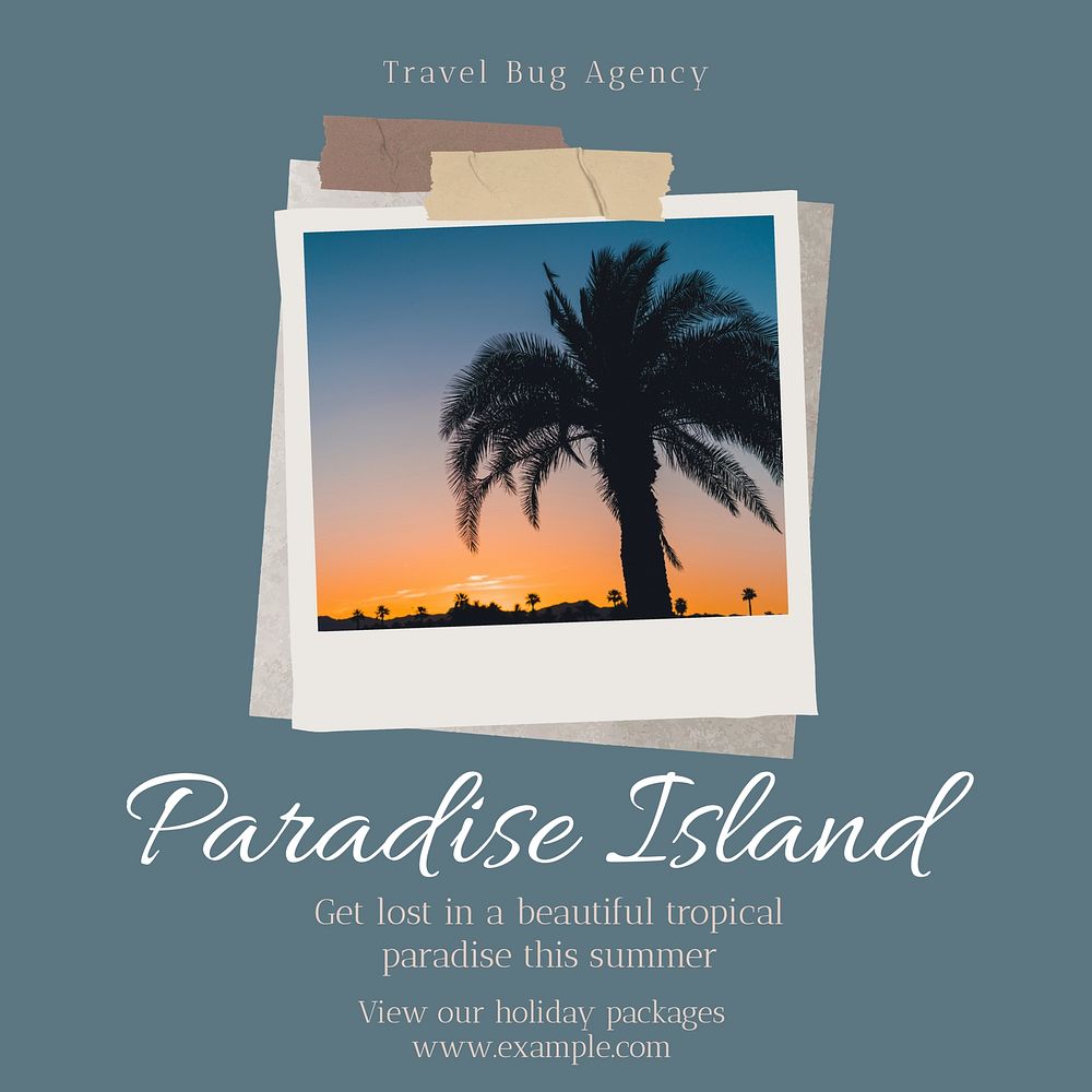 Paradise island Instagram post template