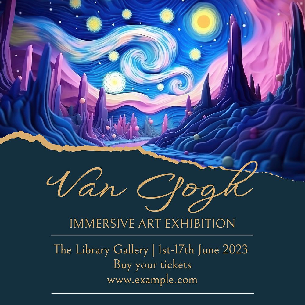 Van Gogh exhibition Instagram post template
