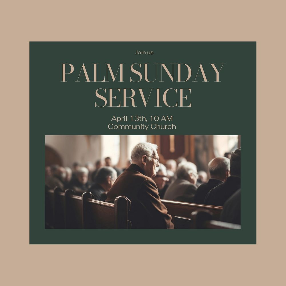 Palm Sunday service Instagram post template