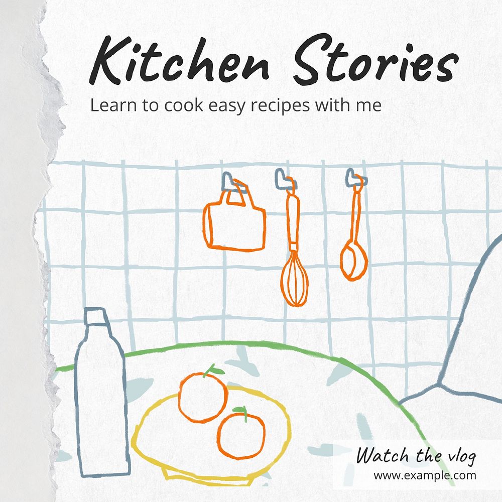Kitchen stories Instagram post template, editable text
