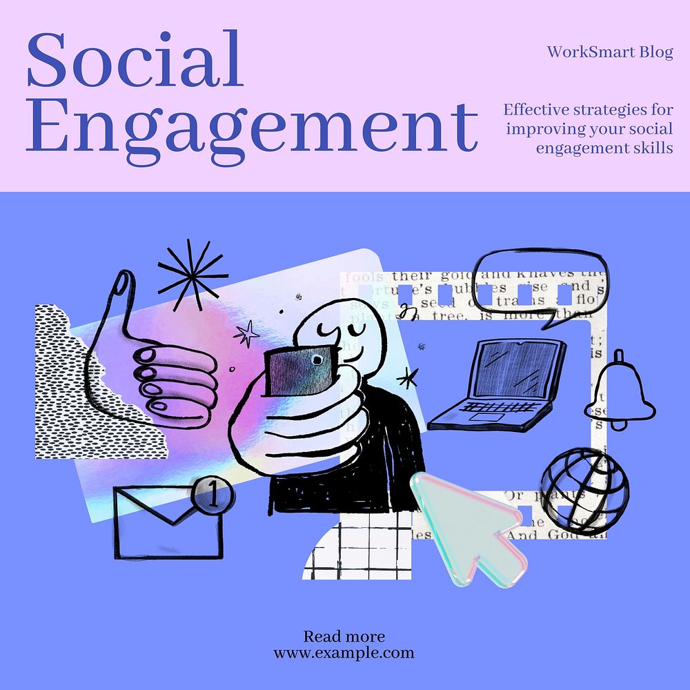Social engagement Instagram post template  design