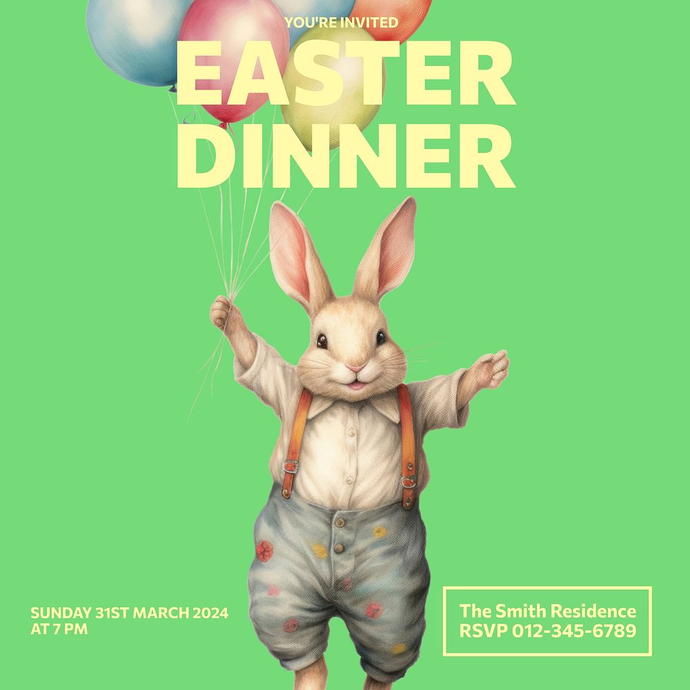 Easter dinner invitation Facebook post template