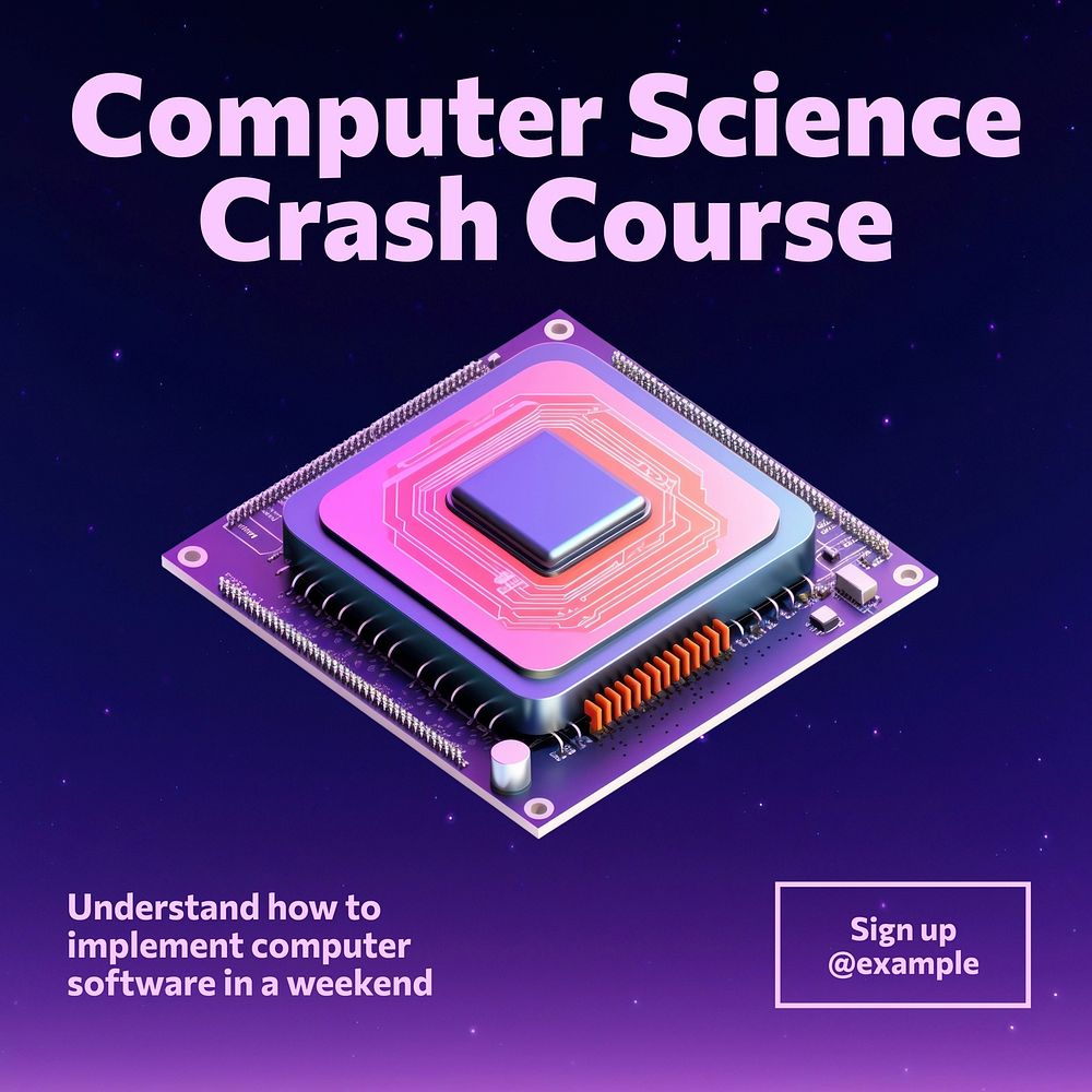 Computer science course Instagram post template, editable text