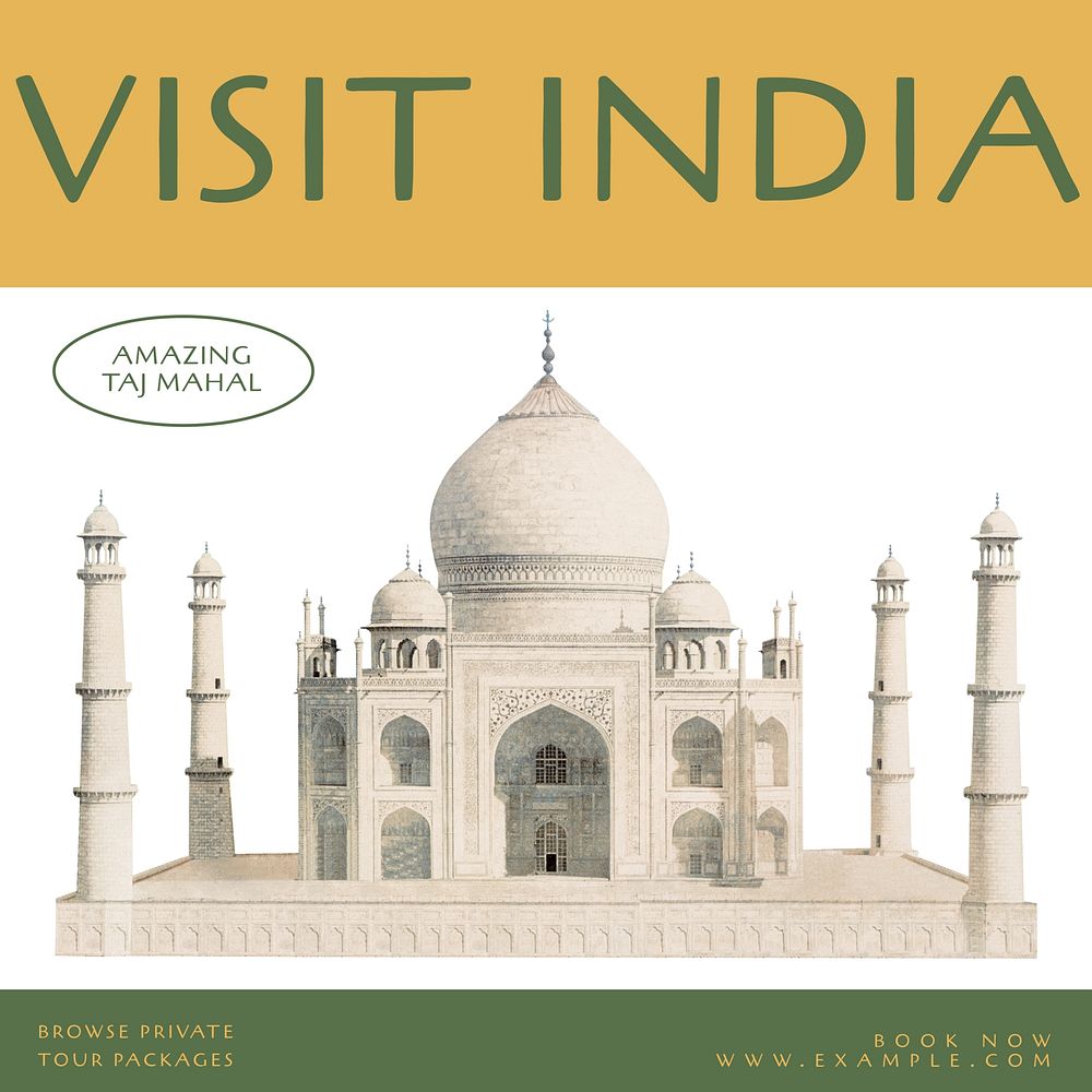 Visit India Instagram post template, editable text