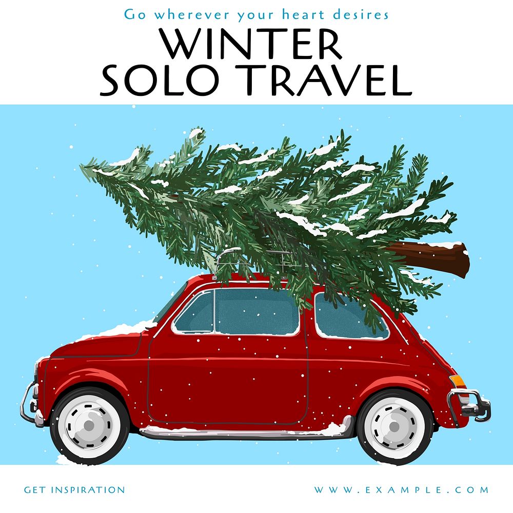 Winter Solo Travel Instagram post template, editable text
