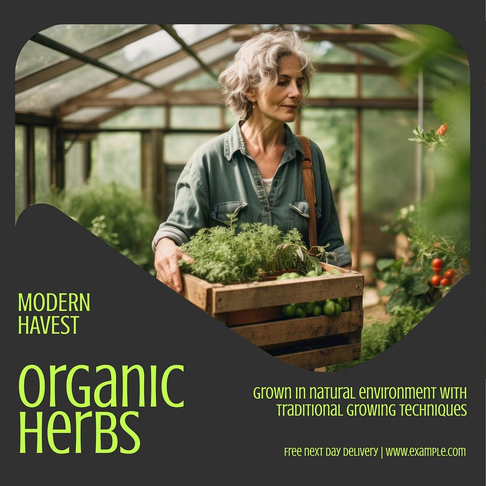 Organic herbs planting Instagram post template
