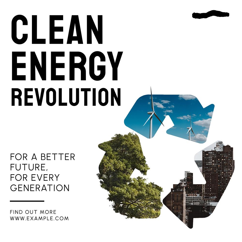 Clean energy revolution Instagram post template, editable text